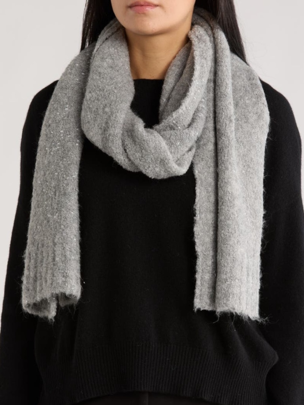 Calvin Klein Metallic Knit Scarf Gray Silver Shimmer NWT Soft Winter Wrap